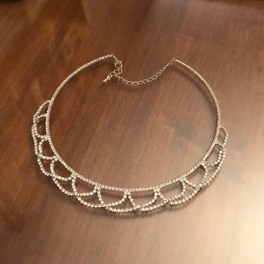 Silver and CZ Chocker Necklace, Never Worn!